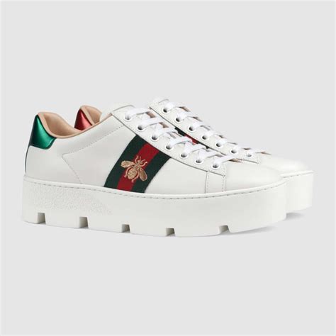 gucci ace embroided dog sneaker|Gucci ace bee platform sneakers.